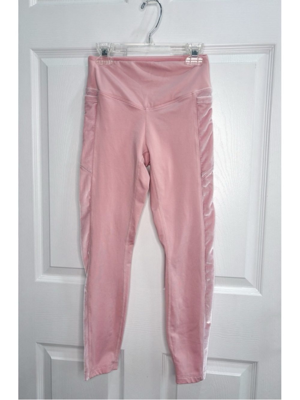 Victoria’s Secret Pink Cozy Leggings Lounge Pants Velour Crushed Velvet Stripes